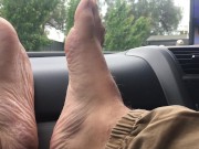 Preview 6 of McDonalds drive thru dash feet in public - Golden Arches - Watch me as put on my Mchappy silly socks