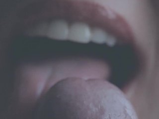 pov, cock tease, close up blowjob, cum on tongue