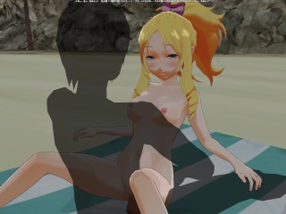 3D HENTAI Yamada Elf Rides Cock on the Beach