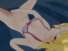 3D HENTAI Yamada Elf masturbates at night beach to orgasm