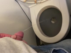 Soft dick pee aboard a moving airplane