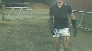 Dashcam Footage Of A Filthy Hunk In Shorts Rubber Gloves And Boots