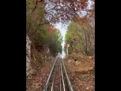 Tara hangout in countryside, slim lady outdoor activities, enjoy herself