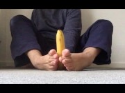 Preview 2 of Do you have a big Banana 🍌? - Banana Footjob - Manlyfoot - you will go bananas for this video 🐵
