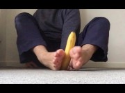 Preview 4 of Do you have a big Banana 🍌? - Banana Footjob - Manlyfoot - you will go bananas for this video 🐵
