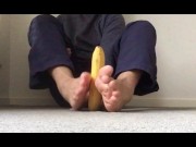 Preview 5 of Do you have a big Banana 🍌? - Banana Footjob - Manlyfoot - you will go bananas for this video 🐵