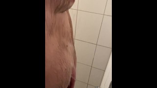 Washing my soft dick in hostel shower