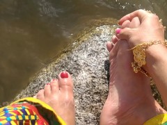Foot fetish on mountain River - RandiSEXinMumbai 