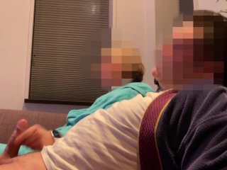 couch, casual handjob, amateur, cumshot