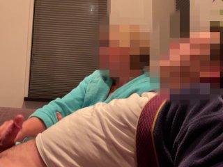 Casual Handjob from Wife While Watching Tv_on Couch