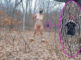 Exhibitionist girl caught during naked exercise in the park