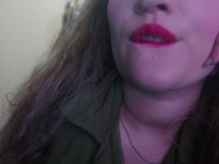 CUTE WOMAN PAINTS HER LIPS RED AND SMOKES A CIGARETTE,I HOPE YOU LIKE_IT