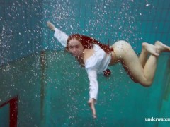 Big tits redhead Lola underwater nude