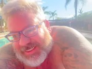 Preview 1 of Daddy ejaculates at the Country club pool under his lounge chair while people were around him