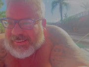 Preview 2 of Daddy ejaculates at the Country club pool under his lounge chair while people were around him