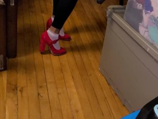solo female, foot fetish, ebony, shoe play