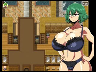 green hair, hentai game, cartoon, massive tits