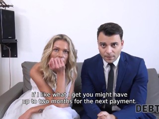 DEBT4k. Curly_blonde is enjoying_sex while cuckold groom is watching