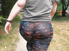 MILF See Thru Leggings Fat Ass Public Park Two
