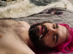 straight guy tasting his own cum with a self facial HD