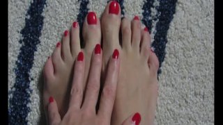 Really cute mani pedi - Lady Bellatrix flaunts her freshly pedicured feet and long fingernails