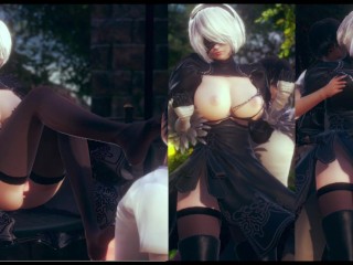 [¡juego Hentai Honey Select 2] Tener Sexo Con Big Tits Nier Automata 2B.Video De Anime Erótico 3DCG.