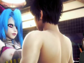 Jinx amarrada e levando palmadas em uma sessão de bdsm