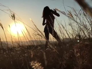 sunset, solo female, babe, barefoot