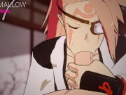 Preview 1 of Baiken from Guilty Gear Blowjobs You with Sound Design (3d animation hentai anime game ASMR voice)