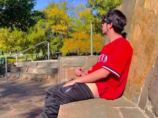 Did she see me? Risky masturbation walk_on a trail