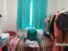 PVC Plastic Sissy Maid Cosplay Miku Sucks Toy Vibrates and Loves Pillow