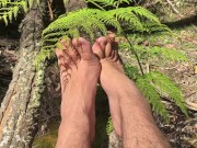 Preview 1 of In the deep bush land where no one goes is a man playing with his extra long toes - MANLYFOOT
