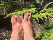Preview 3 of In the deep bush land where no one goes is a man playing with his extra long toes - MANLYFOOT