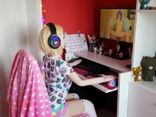 Трахаю мою секс-куклу Красавица Принцесса Ахегао Сперма в жопе киска Раком