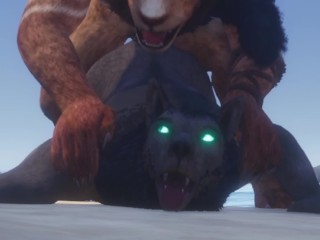 Gay Lion & Wolf Fuck by the Beach and make Lots of Cum (Furry Orgasm in Mouth) / Wild Life Furries