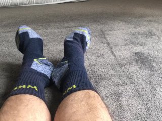Home from work straight to sniffing my socks & worshiping my own sweaty tasty feet - MANLYFOOT 🤤 🧦