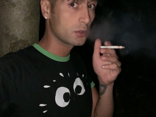 Smoking Cigarette while Jerking and Cumming outside