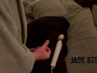 Daddy wears his cock ring and uses a wand to jack off to homemade porn. Dirty talk and vocal orgasm.