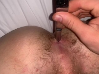 Young Guy Moaning and Fucking himself with Cutlery Handle
