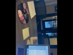 MILF cums quickly at work 