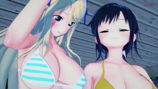 Futa Katsuragi gets her dick sucked, fucks Asuka on the beach - Senran Kagura Futanari Hentai.