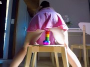 Preview 6 of Crazy Orgasm With Chair Riding Under Squirt POV