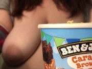 Preview 1 of Eat ice cream that covers my big boobs FOOD # 5
