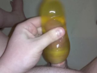 Pee Into Condom and Masturbate + CumIn It