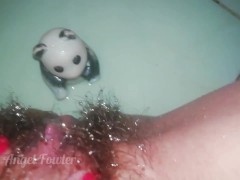 Lucky Panda gets huge Golden shower from my hairy Asian Pussy 