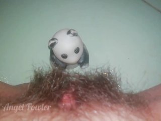 Lucky Panda gets huge Golden shower from my hairy Asian Pussy