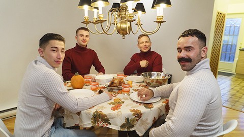 Twink Trade - Naughty Teen Twinks Help Their Stepdads With The Thanksgiving Dinner And Boner