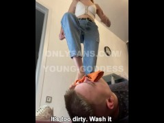 Foot Domination Teaser 4 - OnlyFans and Fansly: ygfoot - worship sniff lick trampling boot shoes