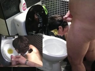 Piss Slut Wife Sucks Dick While I_Pee onThe Toilet