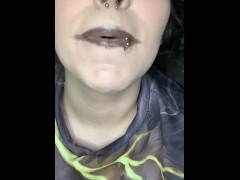 Snowbunny sucks her dildo clean after she fucked her self CocoBoo23